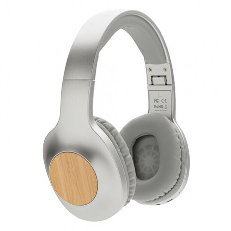 koptelefoon Dakota bluetooth 19 cm alu/bamboe grijs