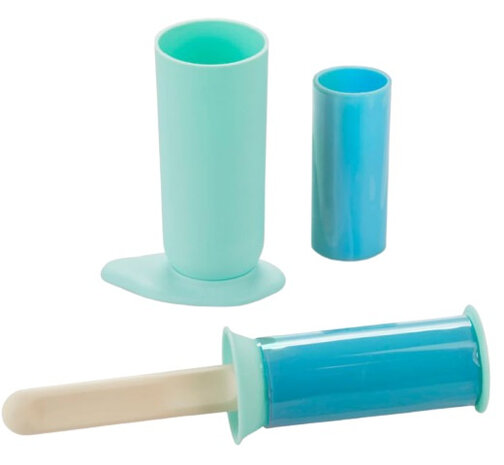 kledingroller 5,5 x 24 cm siliconen mintgroen/blauw 5-delig