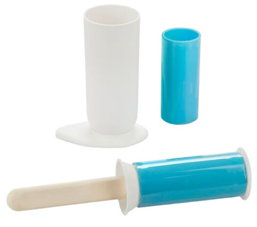 kledingroller 5,5 x 24 cm siliconen wit/blauw 5-delig