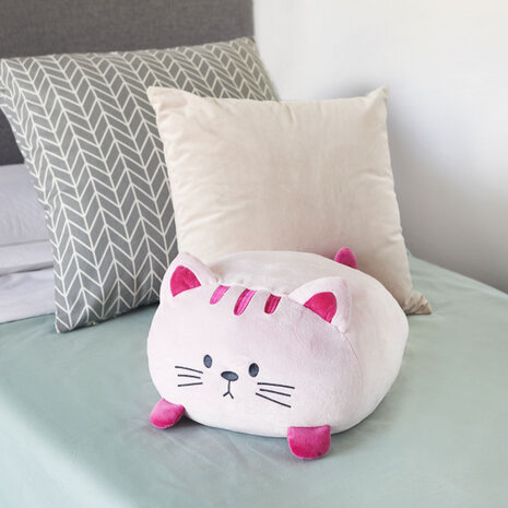 kussen Kitty 33 x 30 cm polyester/elastaan roze