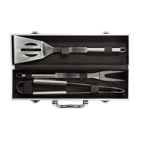 barbecueset 38,4 x 12,7 cm RVS/aluminium 4-delig