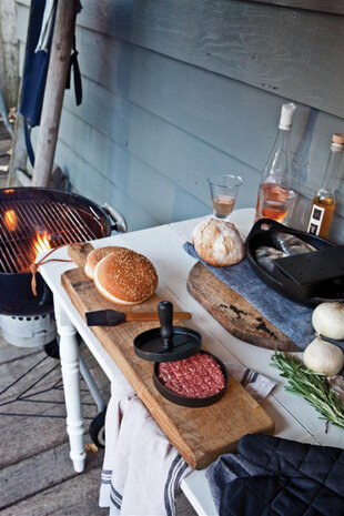 hamburgerset BBQ aluminium/sliconen zwart 2-delig