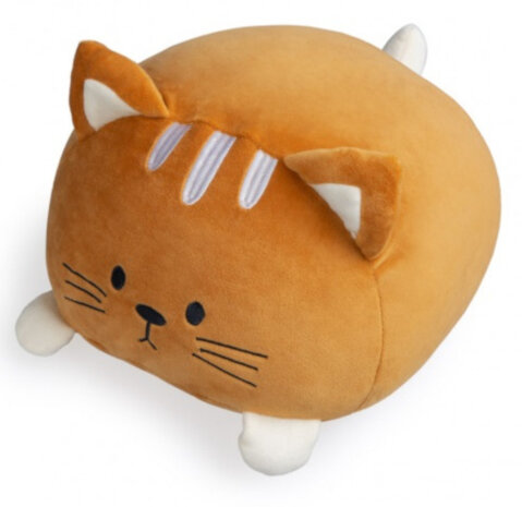 kussen Kitty 33 x 30 cm polyester/spandex bruin/wit