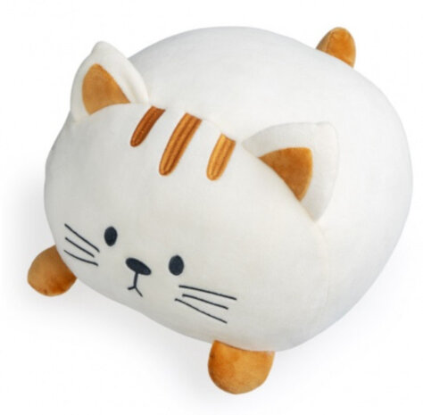 kussen Kitty 33 x 30 cm polyester/spandex wit/bruin