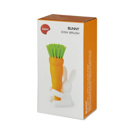 afwasborstel Konijn 15 x 7,6 cm PP/polyresin oranje/groen