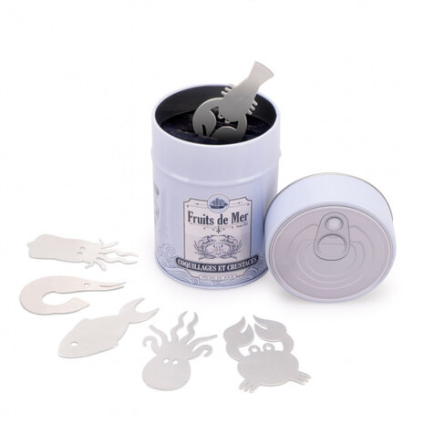 snackvorken Fruits de Mer 11,5 x 8,3 cm RVS zilver 7-delig