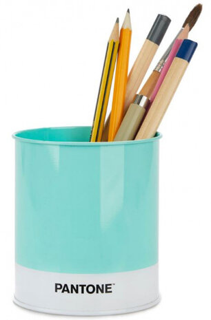 pennenhouder Pantone 8,6 x 10 cm tin lichtblauw/wit