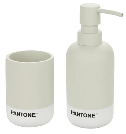badkameraccessoire-set Pantone 17,5 x 6,9 cm grijs/wit 2-delig