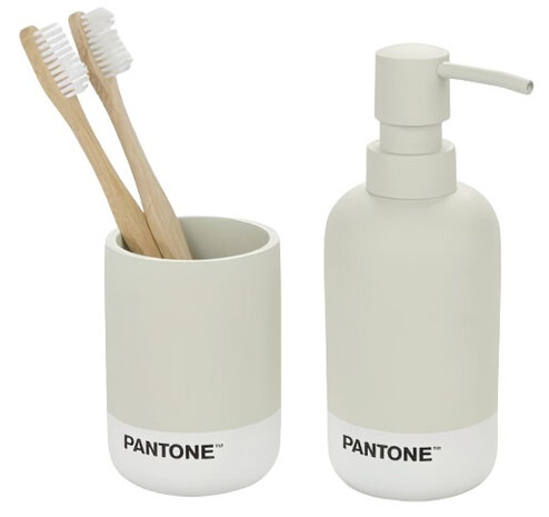 badkameraccessoire-set Pantone 17,5 x 6,9 cm grijs/wit 2-delig