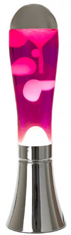 lavalamp Magma 45 x 12 cm aluminium/glas zilver/roze