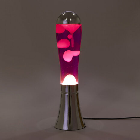 lavalamp Magma 45 x 12 cm aluminium/glas zilver/roze