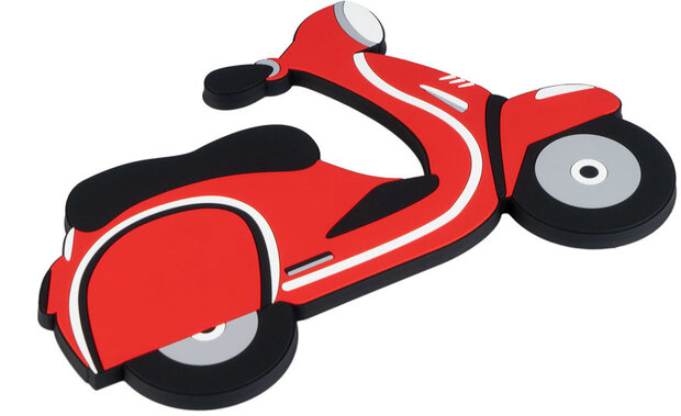 onderzetter scooter 18 x 12,5 cm siliconen zwart/rood