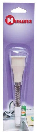 straalbreker met slang 15 cm messing zilver/wit