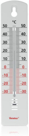 thermometer binnen/buiten 20,5 cm ABS wit