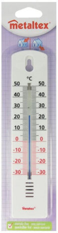 thermometer binnen/buiten 20,5 cm ABS wit