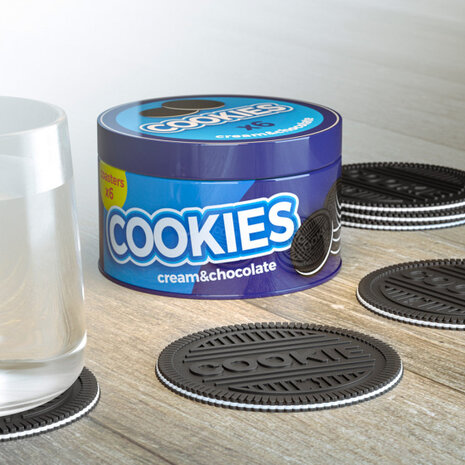 onderzetters koekjes 9 cm PVC 6 stuks