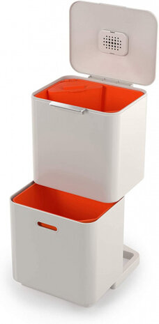 afvalscheider Totem 2 x 30 liter aluminium wit