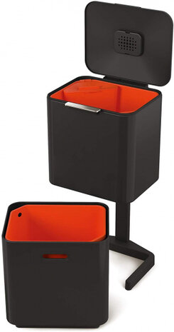 afvalscheider Totem 2 x 30 liter aluminium zwart