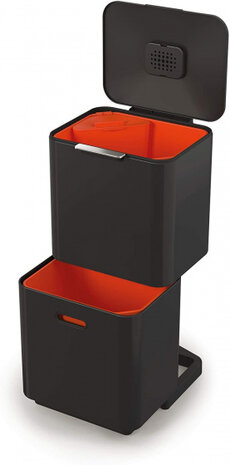 afvalscheider Totem 2 x 30 liter aluminium zwart
