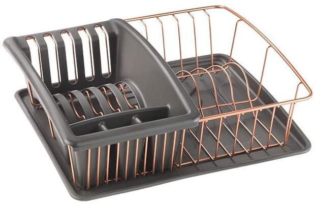 afdruiprek Aquatex 35 x 30 cm antraciet/koper 3-delig