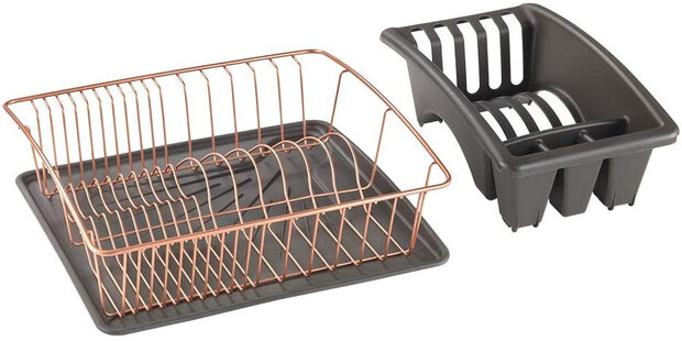 afdruiprek Aquatex 35 x 30 cm antraciet/koper 3-delig