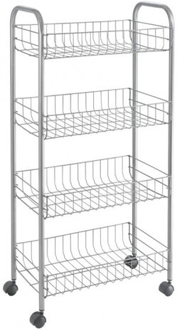 trolleykastje Ascona 84 x 41 cm staal zilver