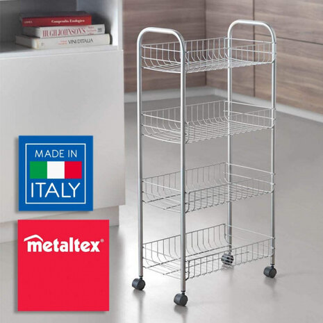 trolleykastje Ascona 84 x 41 cm staal zilver