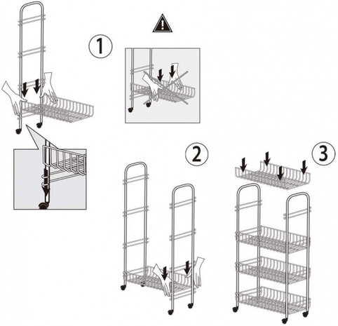 trolleykastje Ascona 84 x 41 cm staal zilver
