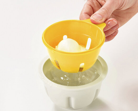 eipocheerder M-Poach 10 x 12 x 8,5 cm geel/wit