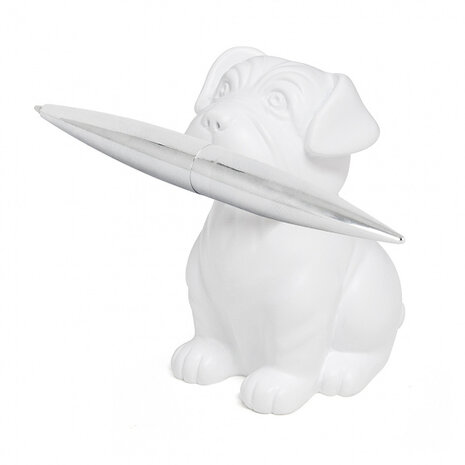 penhouder &amp; papiergewicht Hond polyresin wit
