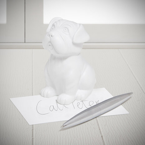 penhouder &amp; papiergewicht Hond polyresin wit