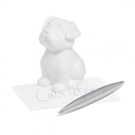 penhouder &amp; papiergewicht Hond polyresin wit