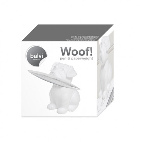 penhouder &amp; papiergewicht Hond polyresin wit