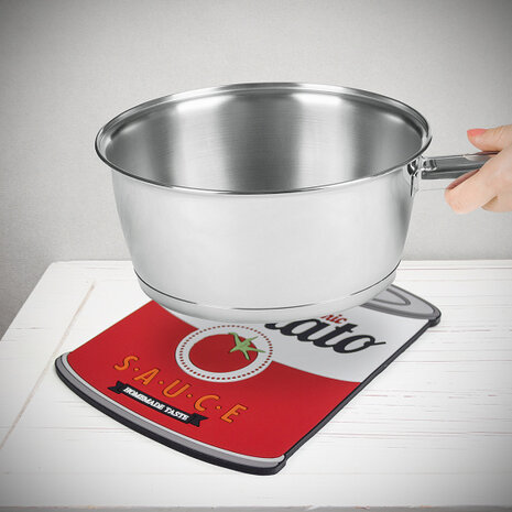 onderzetter magnetisch Tomato Sauce siliconen rood/wit