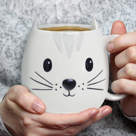 mok Kitty 400 ml 10,3 x 14 cm keramiek wit