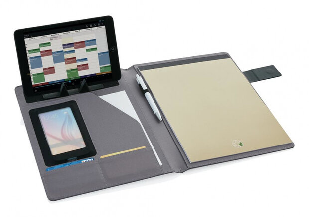 conferentie map Basic Tech A4 polyester/PU grijs