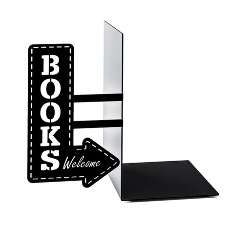 boekensteun Books Welcome 17 x 10 cm metaal zwart