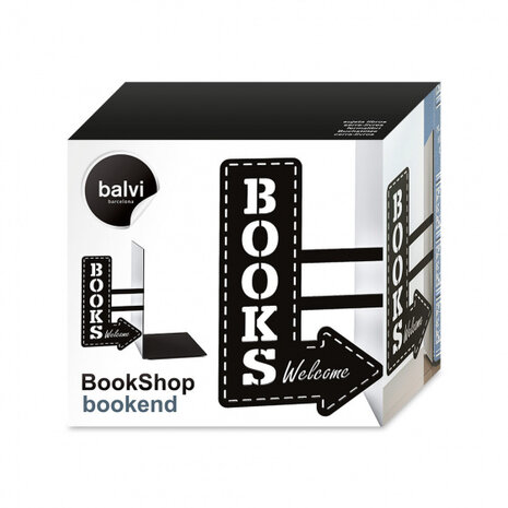boekensteun Books Welcome 17 x 10 cm metaal zwart