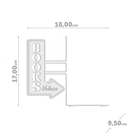 boekensteun Books Welcome 17 x 10 cm metaal zwart