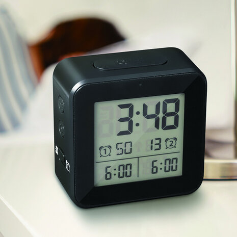 wekker digitaal 8,2 cm lcd-scherm ABS zwart