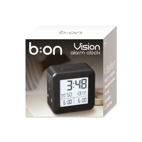 wekker digitaal 8,2 cm lcd-scherm ABS zwart