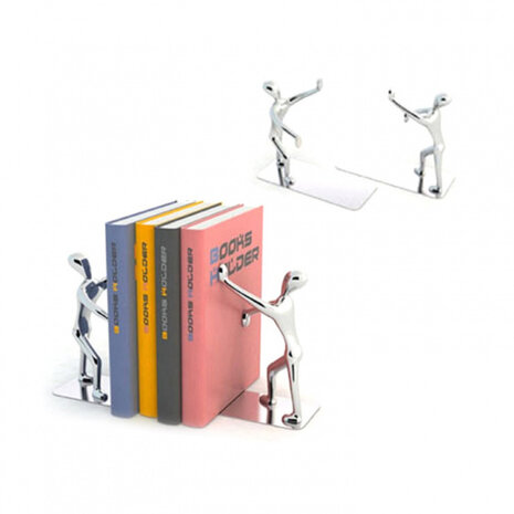 boekensteun Shadow 17 x 27 cm zink chroom 2 stuks