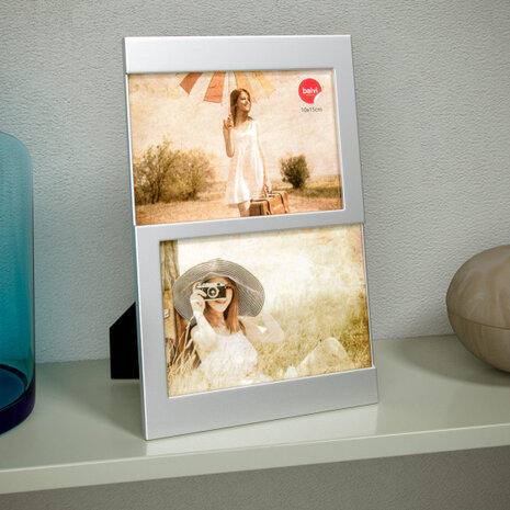 fotolijst Dijon 25 x 16,3 cm zilver 2 foto&#039;s