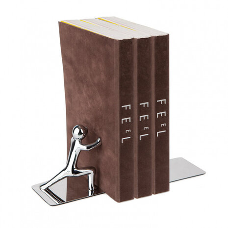boekensteun Push! 16 x 18,4 cm zink chroom 2 stuks