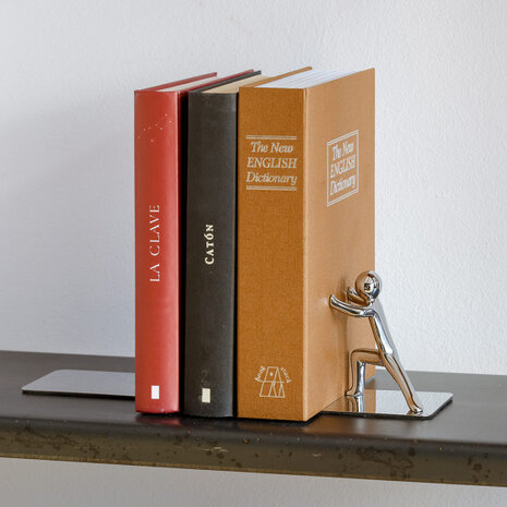 boekensteun Push! 16 x 18,4 cm zink chroom 2 stuks