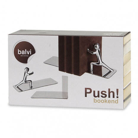 boekensteun Push! 16 x 18,4 cm zink chroom 2 stuks