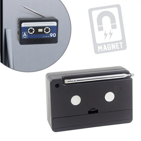 radio magnetisch 6,5 x 10 cm PVC zwart/blauw