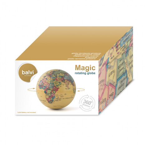 wereldbol 360 graden roterend 14 cm polystyreen