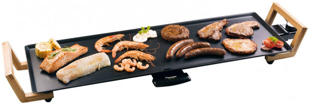 grillplaat XL 70 x 23 cm RVS zwart