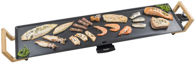 grillplaat XXL 91 x 24 cm RVS zwart